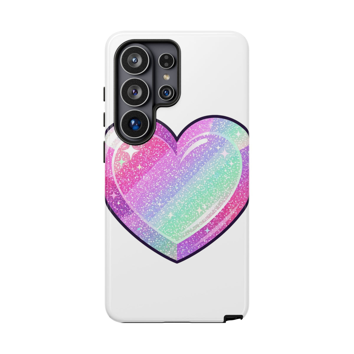 Pastel Glitter Heart Tough Phone Case — Cute Protective Phone Cover