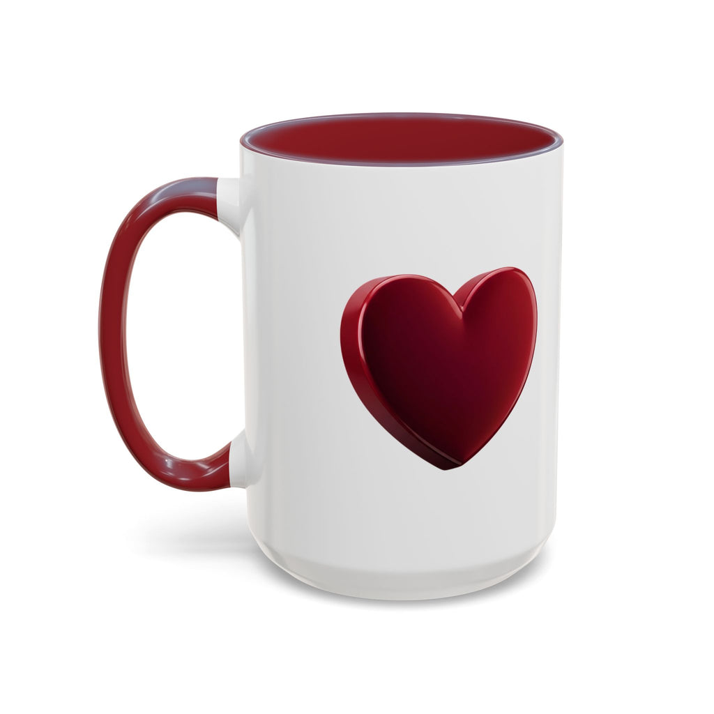 Heart Accent Coffee Mug – Red 3D Heart Design, Valentine’s Day Gift