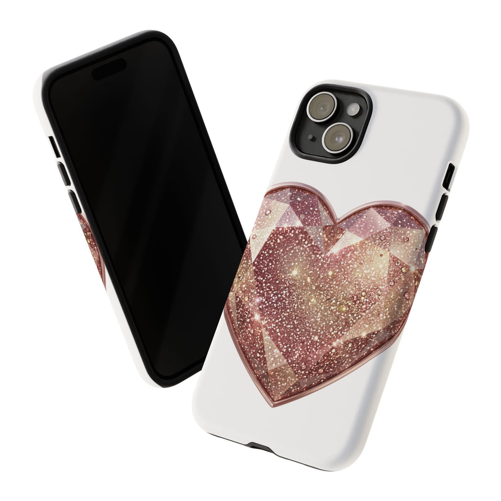 Rose Gold Glitter Crystal Heart Phone Case