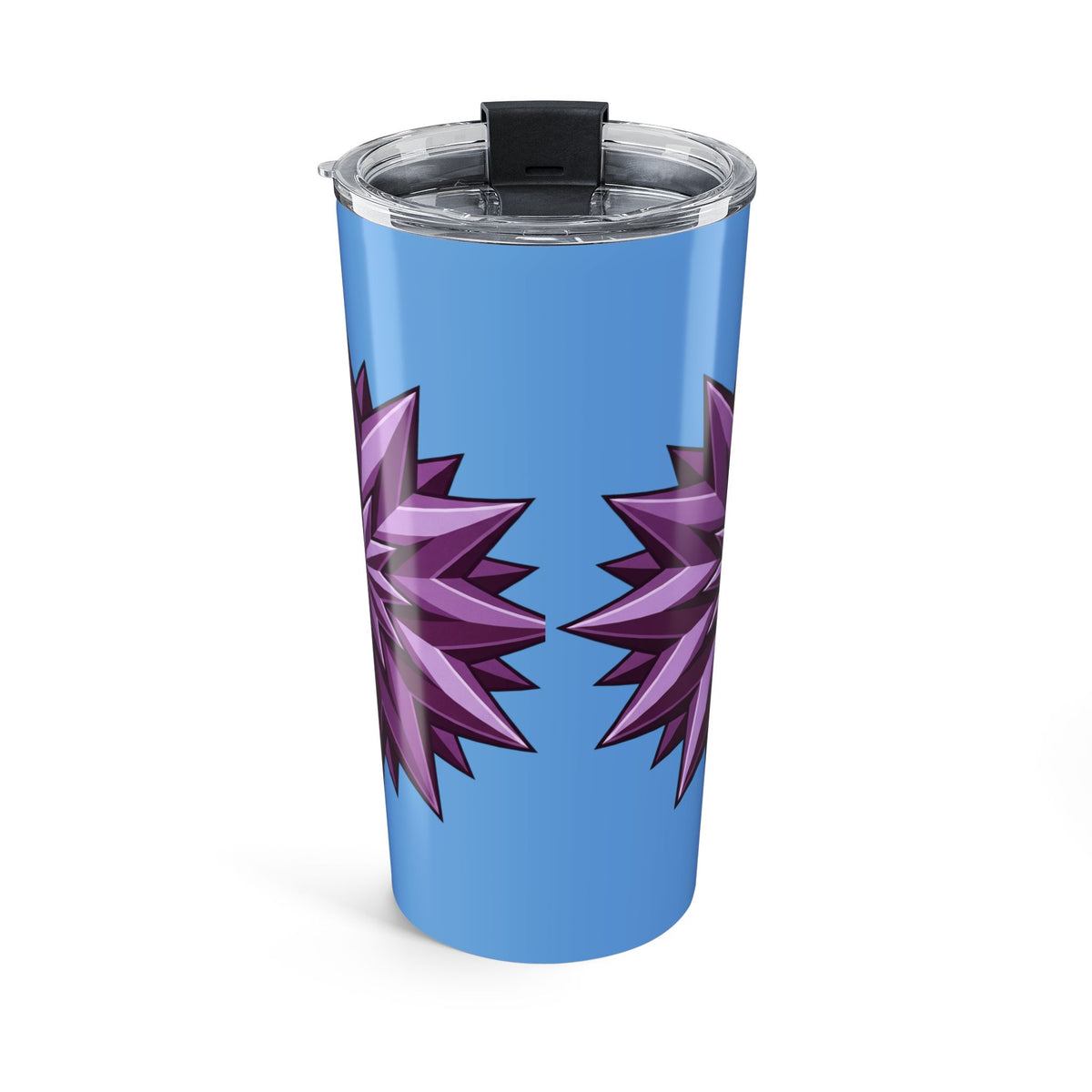 20oz Floral Star Tumbler — Purple Spiky Bloom Travel Cup- Light Blue