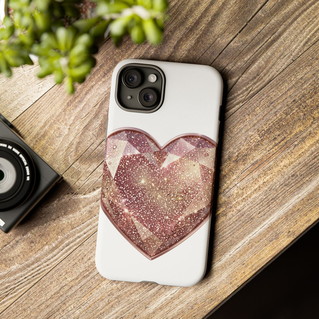 Rose Gold Glitter Crystal Heart Phone Case