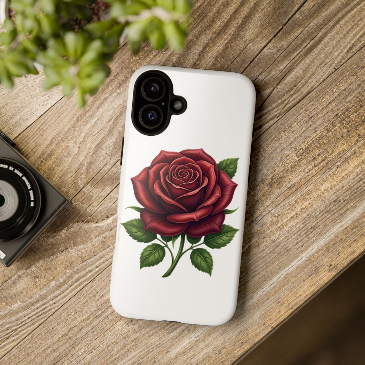 Rose Phone Case — Vintage Red Rose Floral Protective Cover
