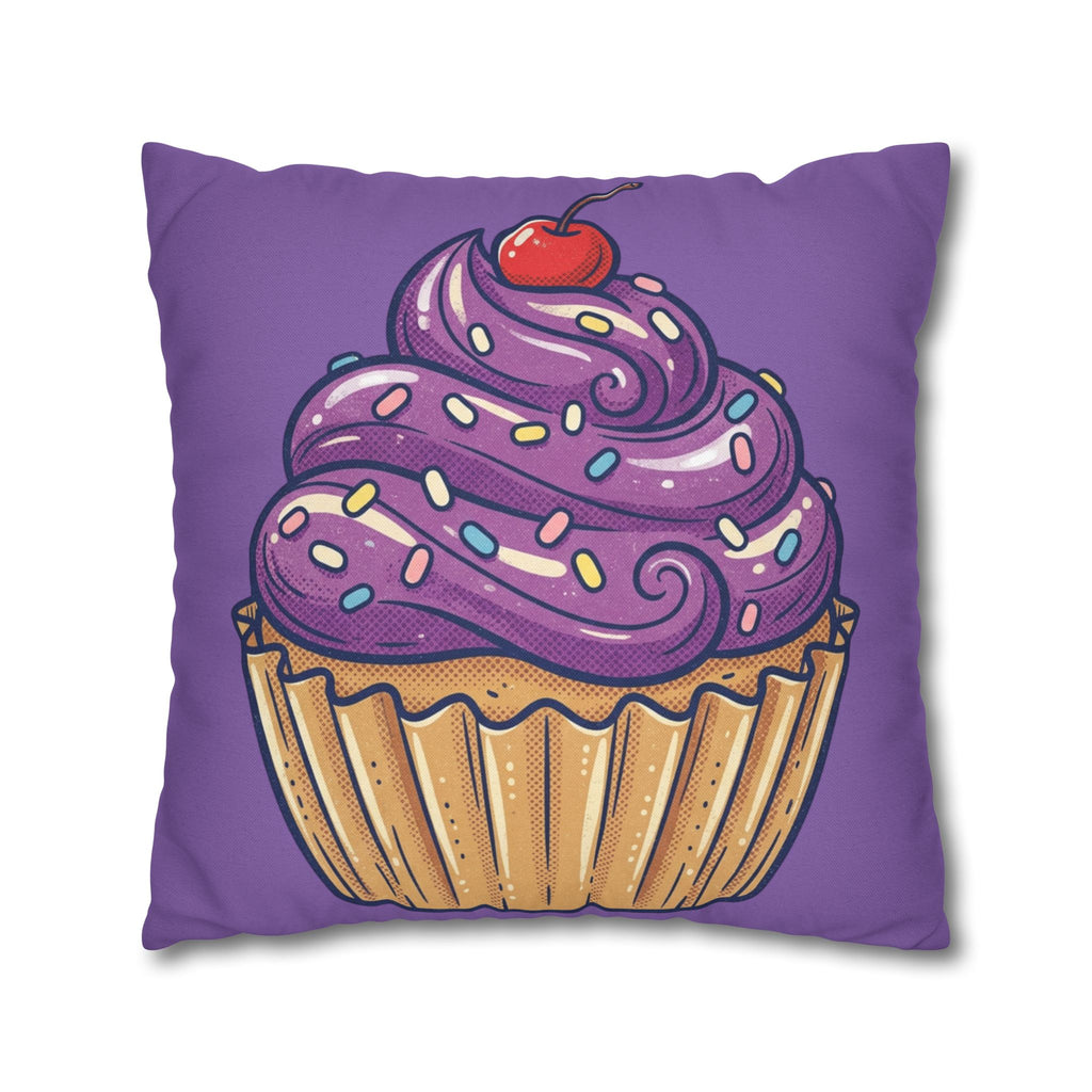 Cupcake Art Pillowcase — Purple Cupcake Decorative Throw Pillow Cover- Light Purple