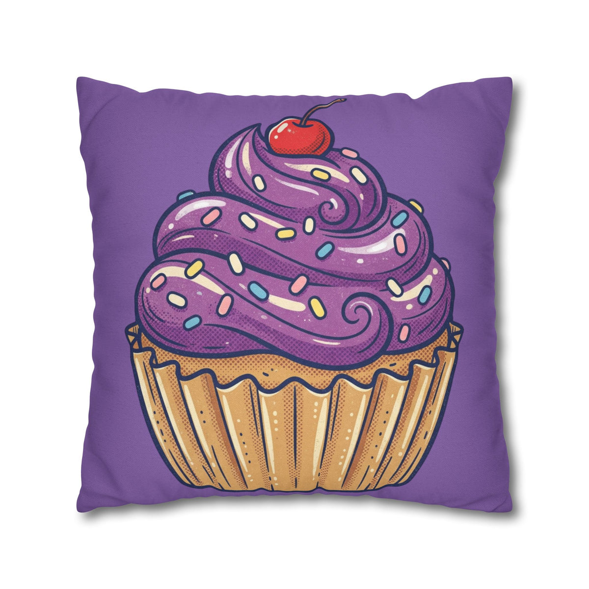 Cupcake Art Pillowcase — Purple Cupcake Decorative Throw Pillow Cover- Light Purple