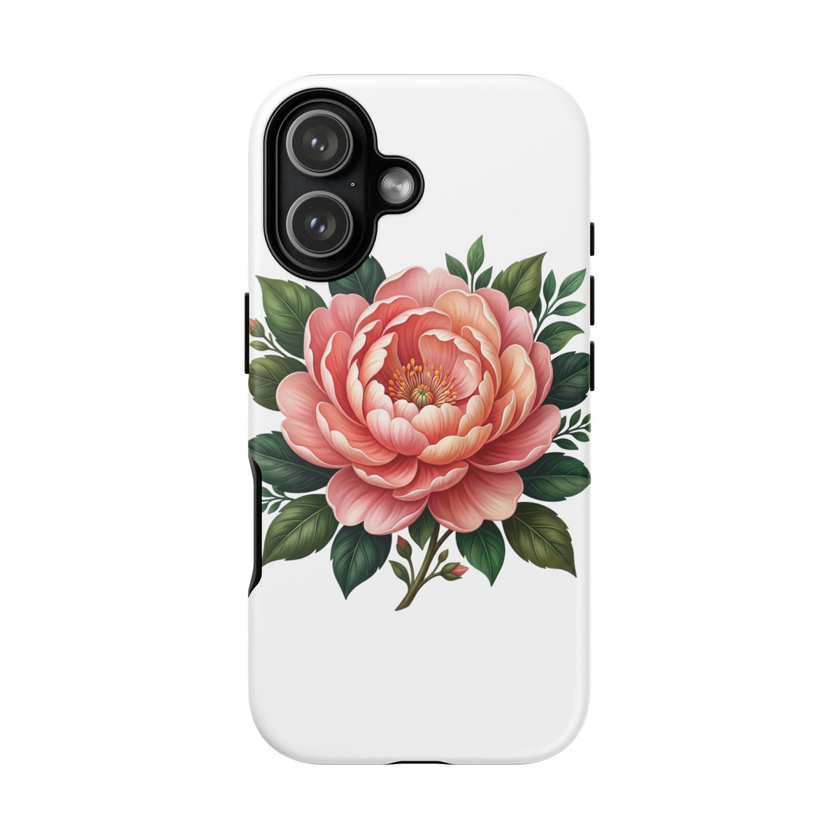 Floral Peony Tough Phone Case — Protective Botanical iPhone Cover