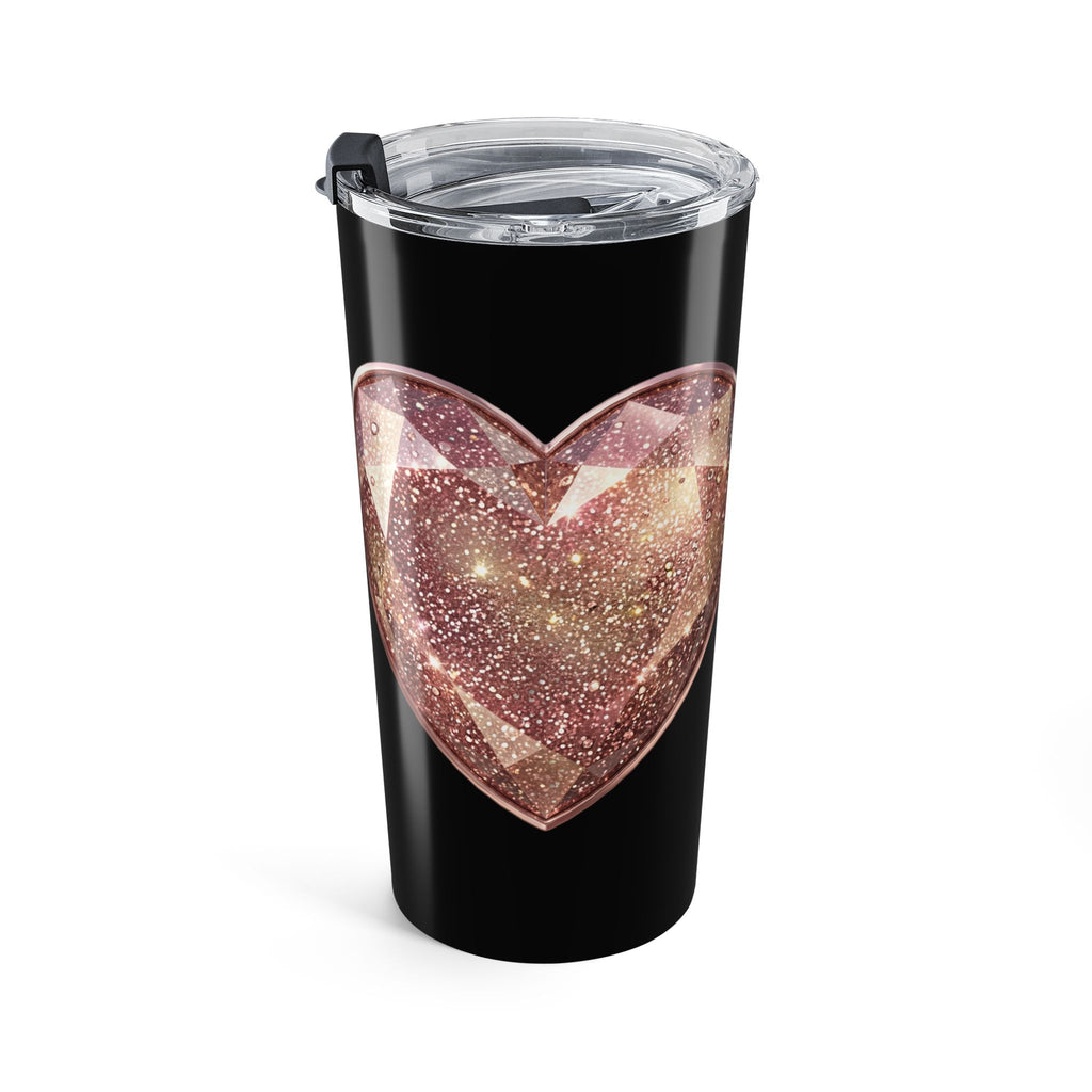 Celestial Rose Gold Moon 20oz Tumbler — Glitter Lunar Travel Cup- Black
