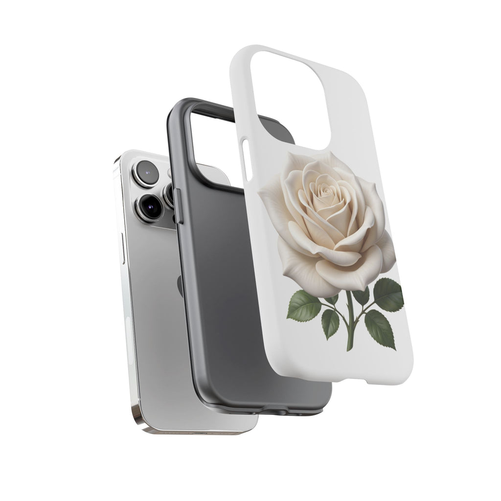 White Rose Tough Phone Case – Elegant Floral Protective Cover