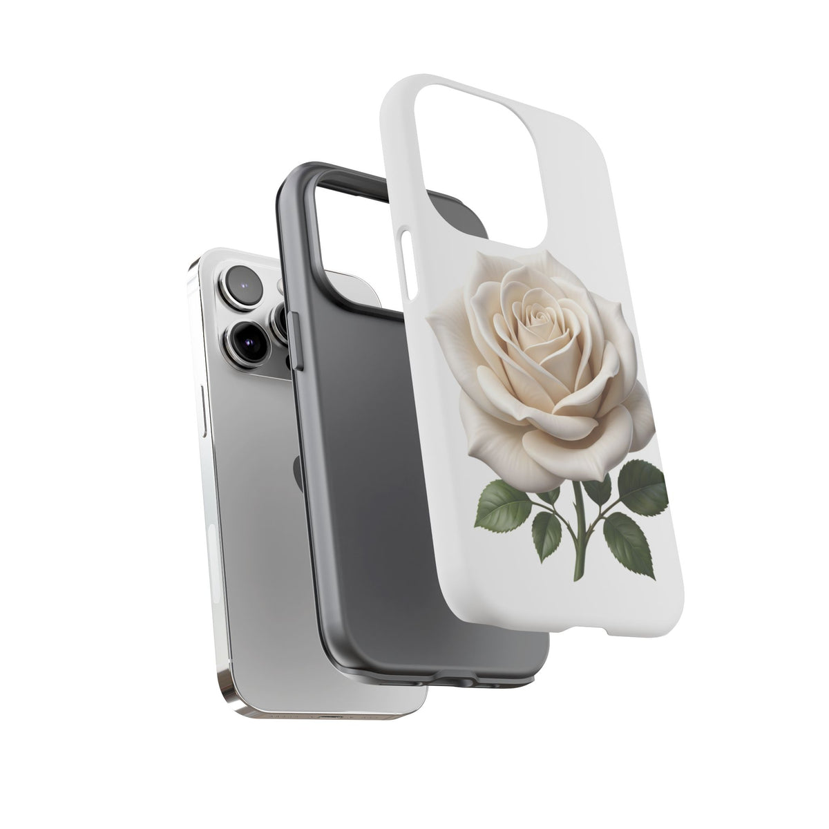 White Rose Tough Phone Case – Elegant Floral Protective Cover