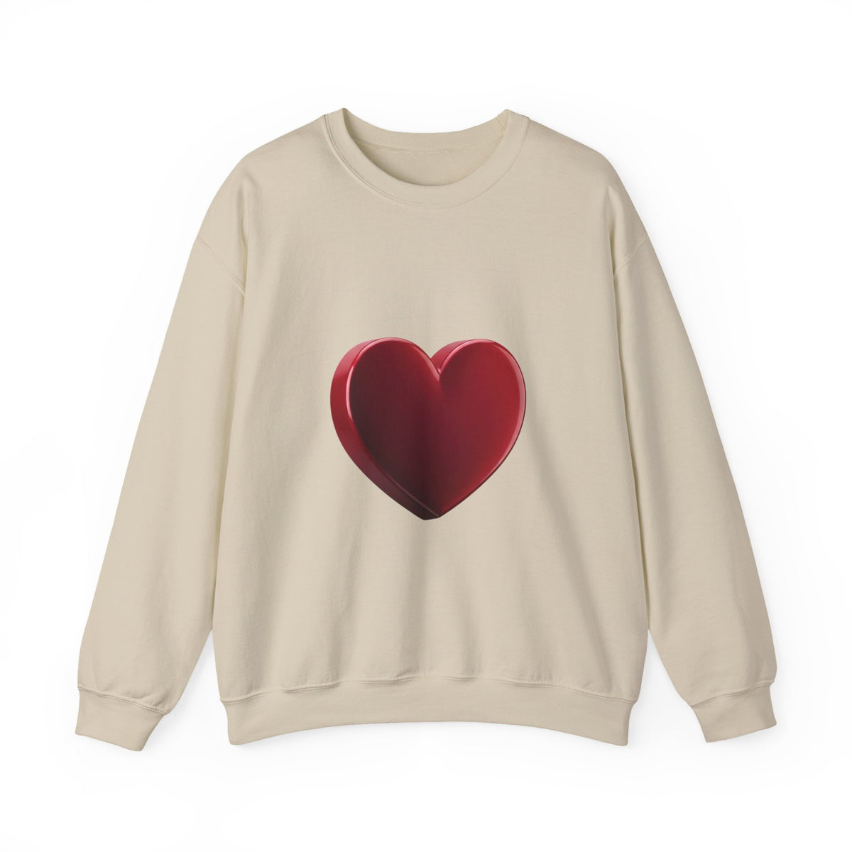 Heart Graphic Sweatshirt — Minimal 3D Red Heart Crewneck for Valentine’s & Everyday Wear