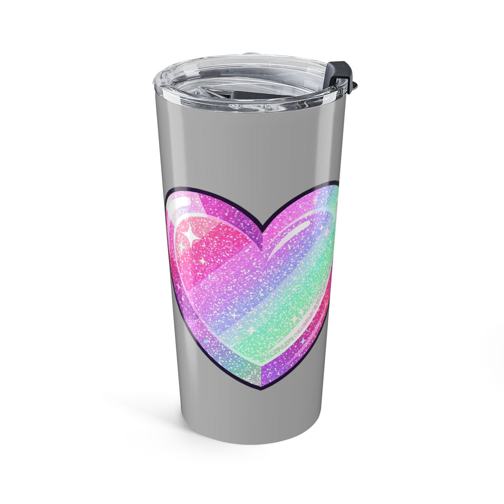 Pastel Glitter Heart Pillowcase Tumbler 20oz- Light Grey