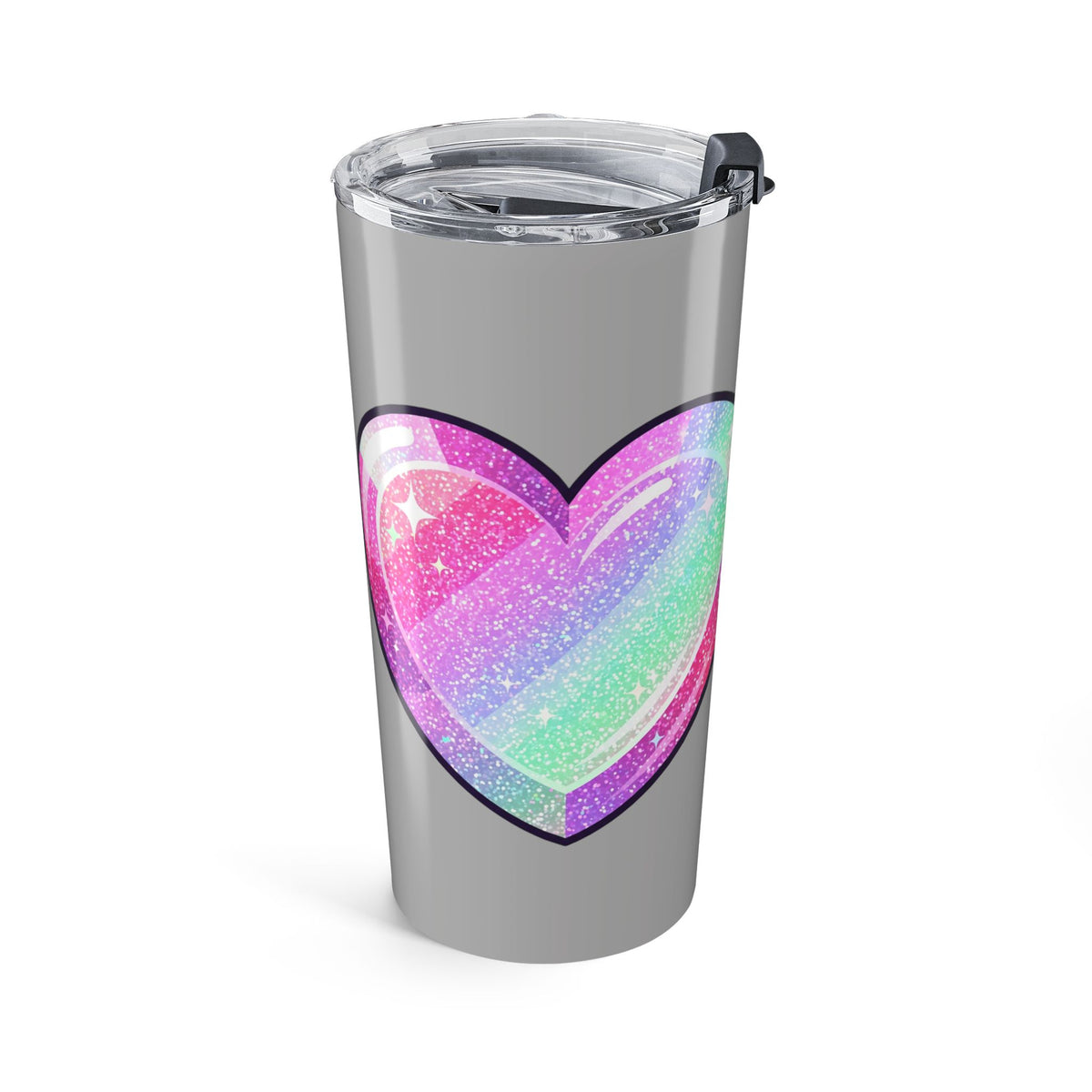 Pastel Glitter Heart Pillowcase Tumbler 20oz- Light Grey