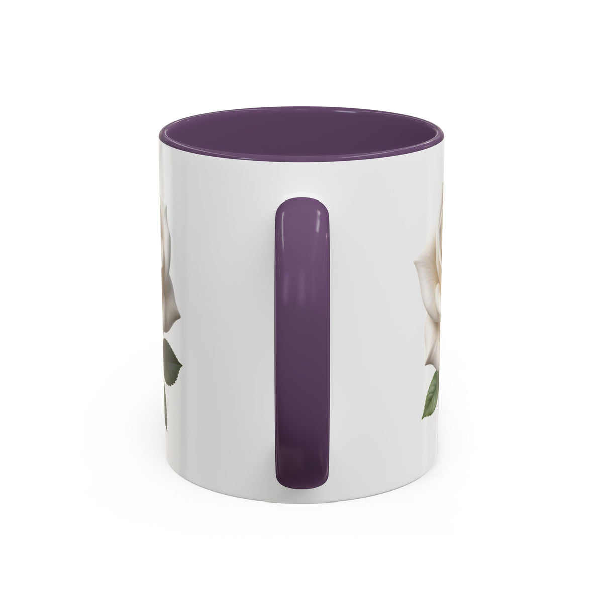 White Rose Accent Coffee Mug — Elegant Floral 11/15oz Ceramic