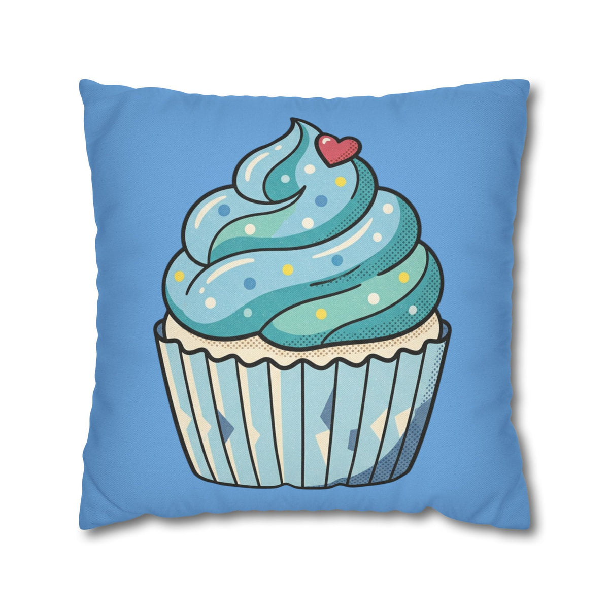 Blue Cupcake Throw Pillowcase — Cute Dessert Decorative Cushion Cover- Light Blue