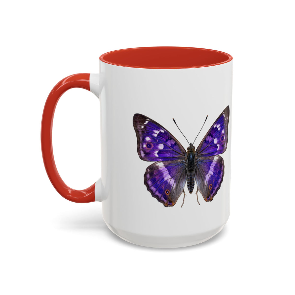 Purple Butterfly Accent Coffee Mug – Elegant Floral Butterfly Ceramic Cup