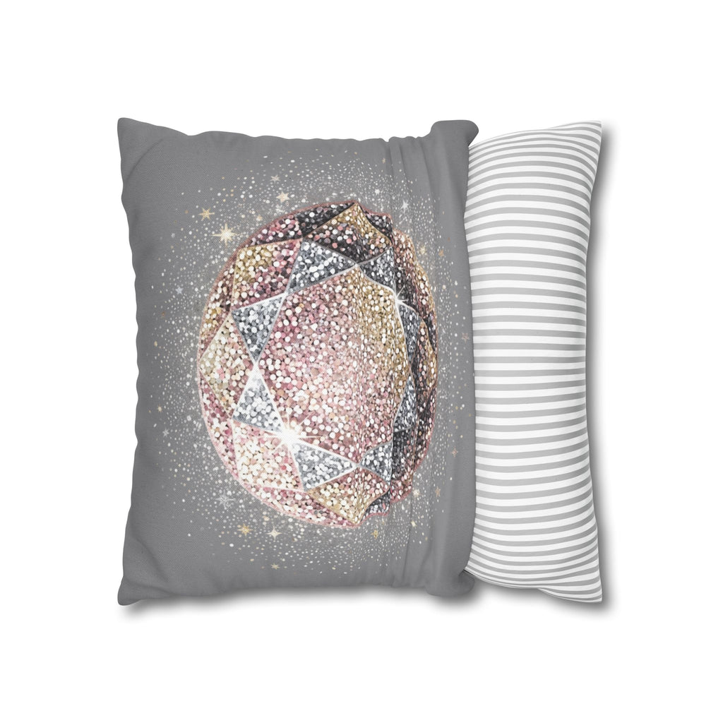 Glittery Grey Spun Polyester Square Pillowcase