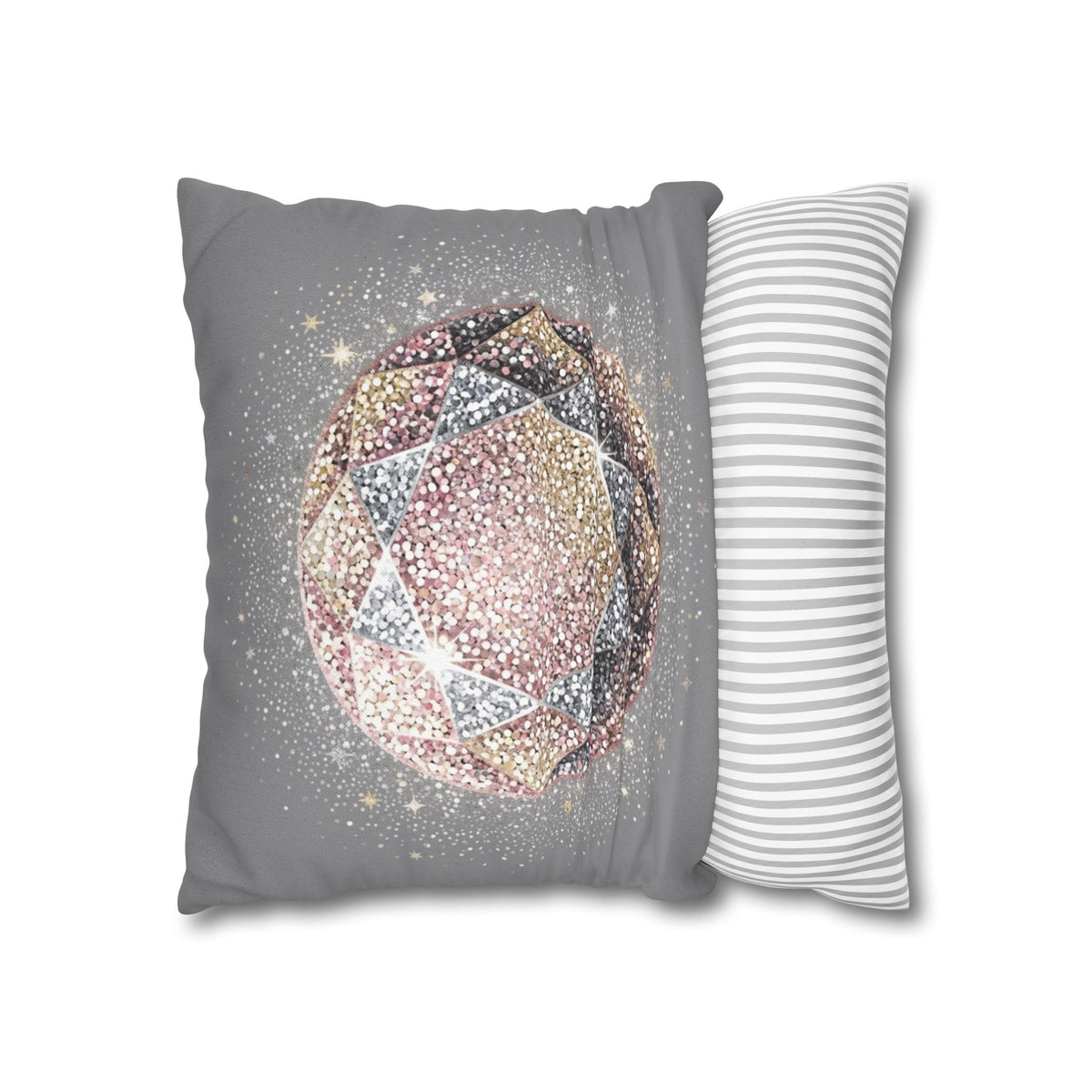 Glittery Grey Spun Polyester Square Pillowcase