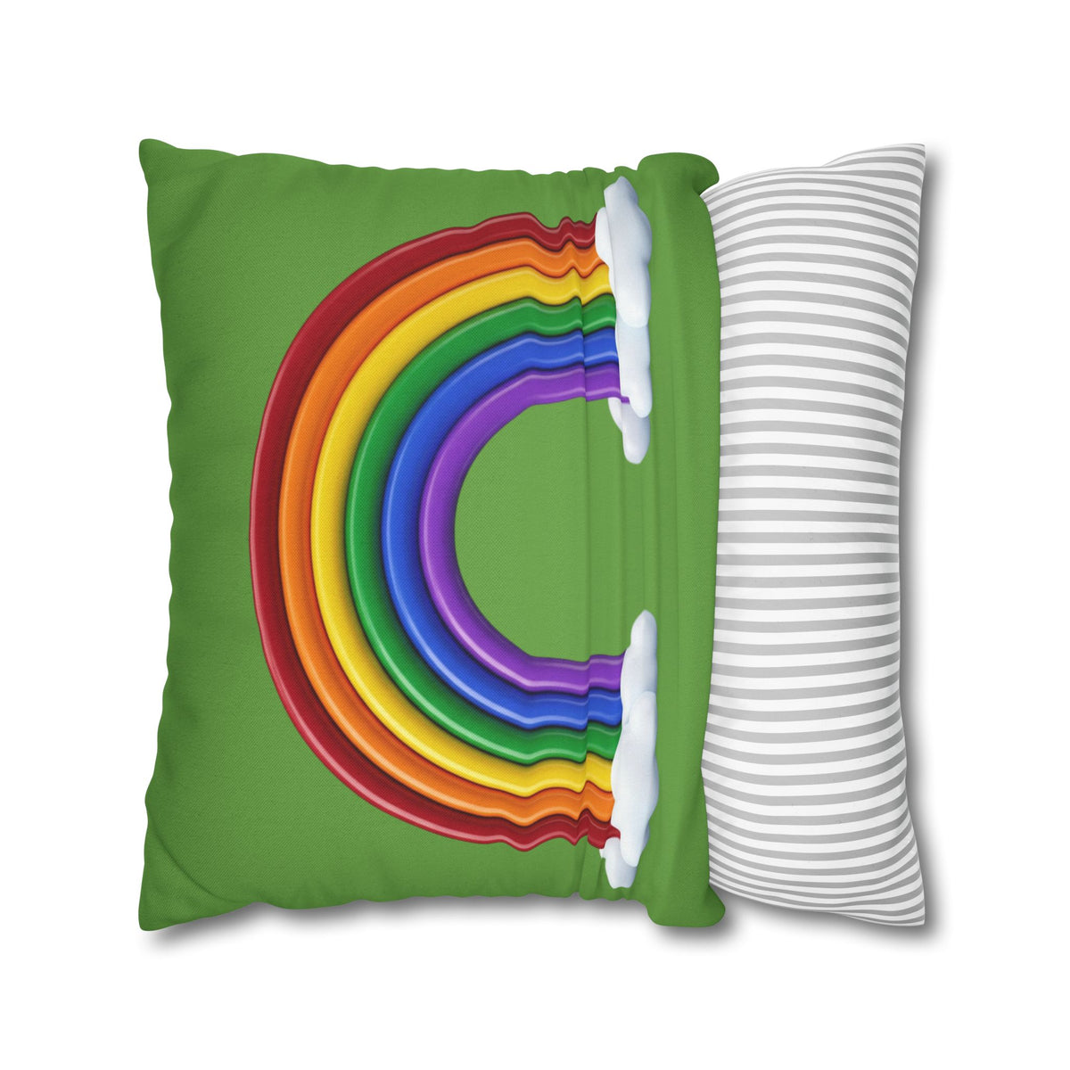 Rainbow Light Green Spun Polyester Square Pillowcase