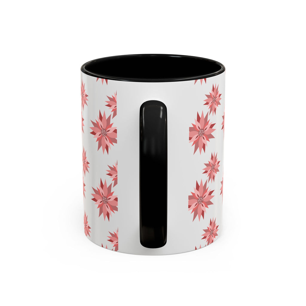 Pink Geometric Floral Accent Coffee Mug — 11/15oz
