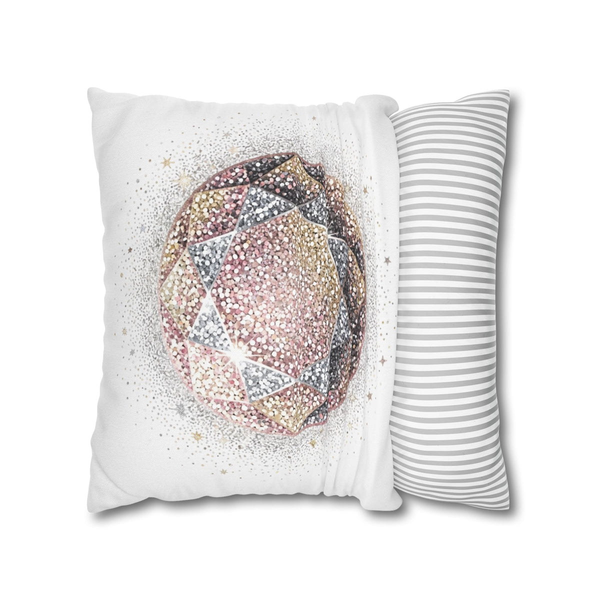 Glittery Spun Polyester Square Pillowcase- White