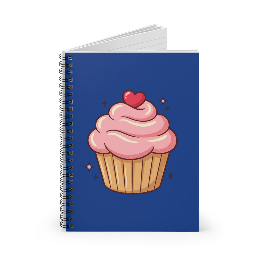 Pink Cupcake Spiral Notebook - Ruled Line- Navy