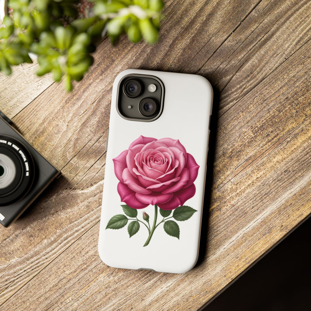 Pink Rose Tough Phone Case — Floral Protective iPhone Cover