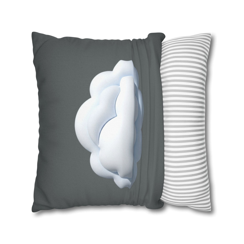 Cloud Graphic Dark Grey Pillowcase — Whimsical Grey Decorative Throw Pillow Cover