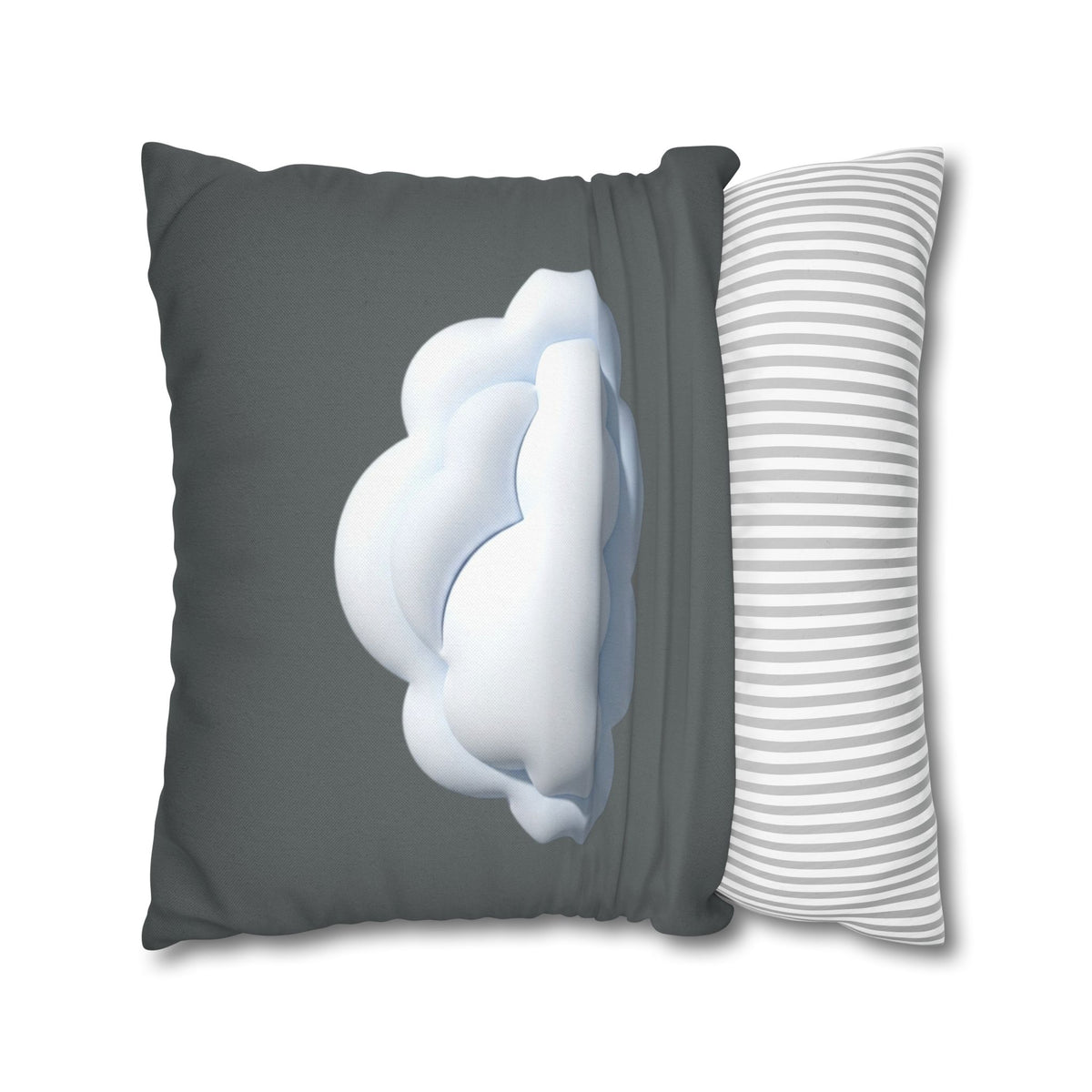 Cloud Graphic Dark Grey Pillowcase — Whimsical Grey Decorative Throw Pillow Cover