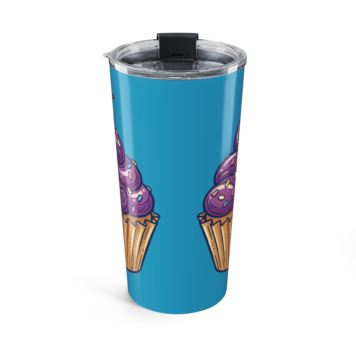 20oz Cup with Purple Cupcake Design — Insulated Travel Tumbler- Turquoise