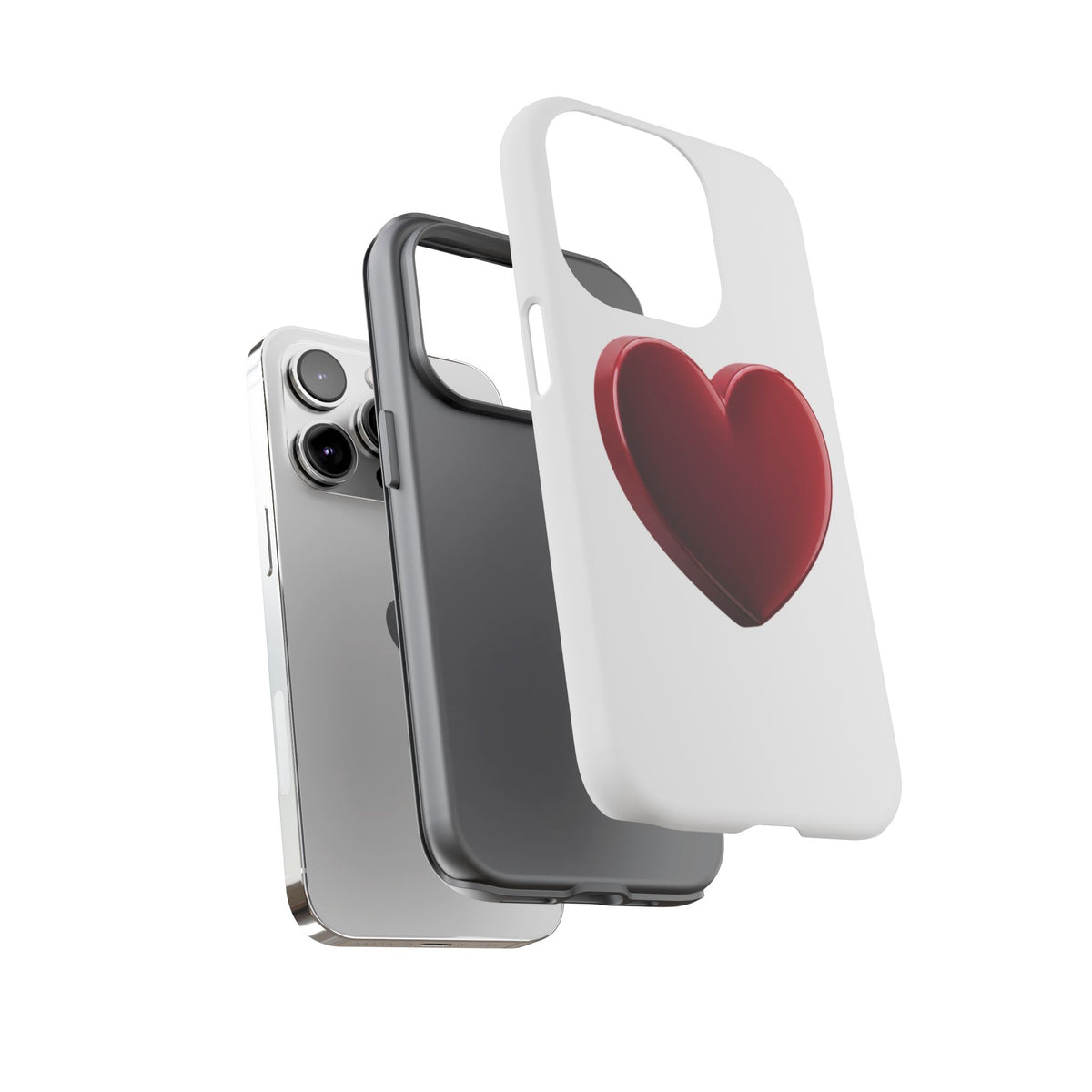 Heart Tough Phone Case - Red 3D Heart Protective Phone Case