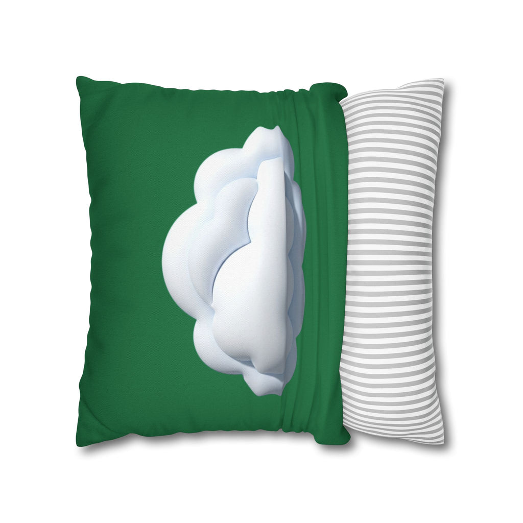 Cloud Graphic Pillowcase — Dark Green Decorative Throw Pillow Cover