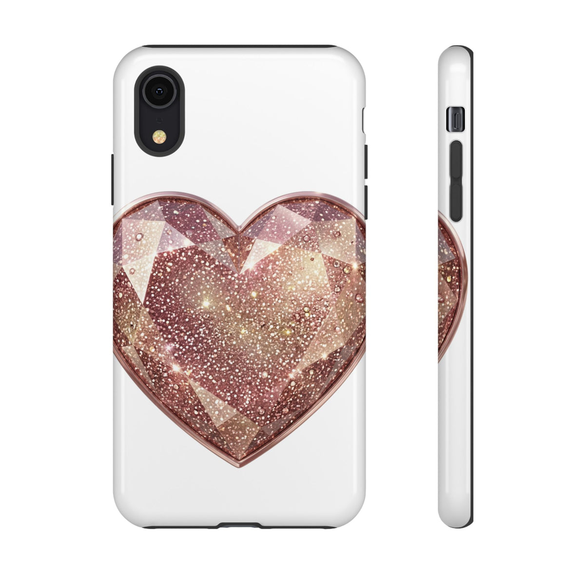 Rose Gold Glitter Crystal Heart Phone Case
