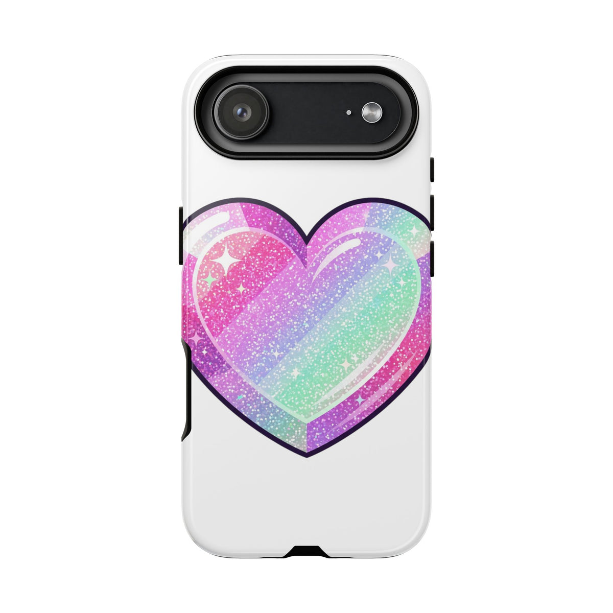 Pastel Glitter Heart Tough Phone Case — Cute Protective Phone Cover