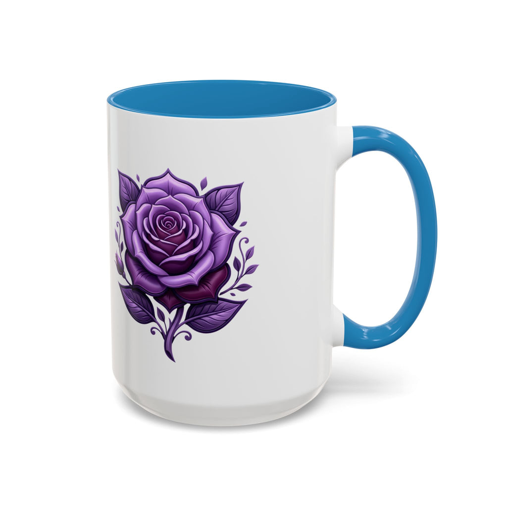 Purple Rose Accent Coffee Mug — Floral Gothic Tea Cup for Women & Gifts