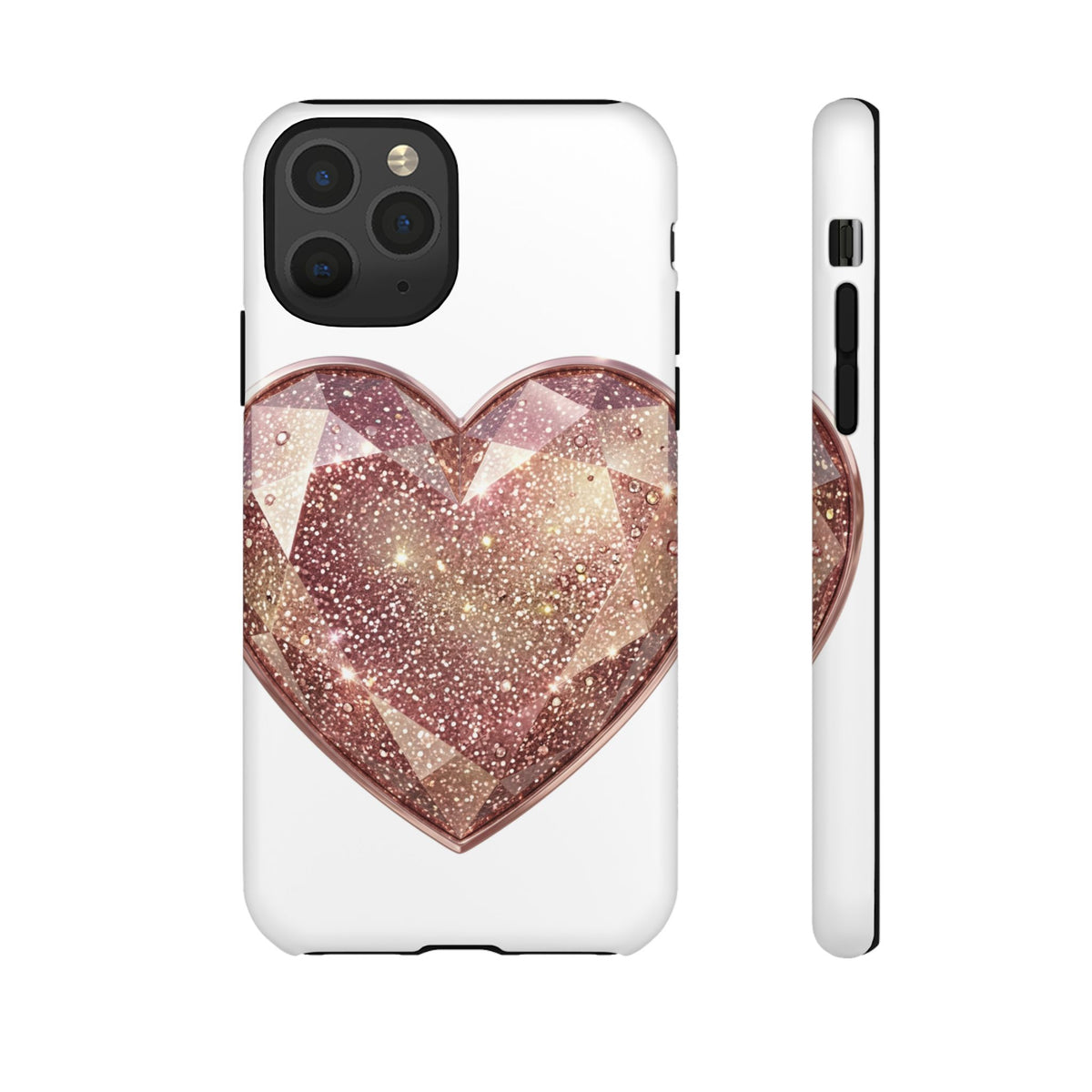 Rose Gold Glitter Crystal Heart Phone Case