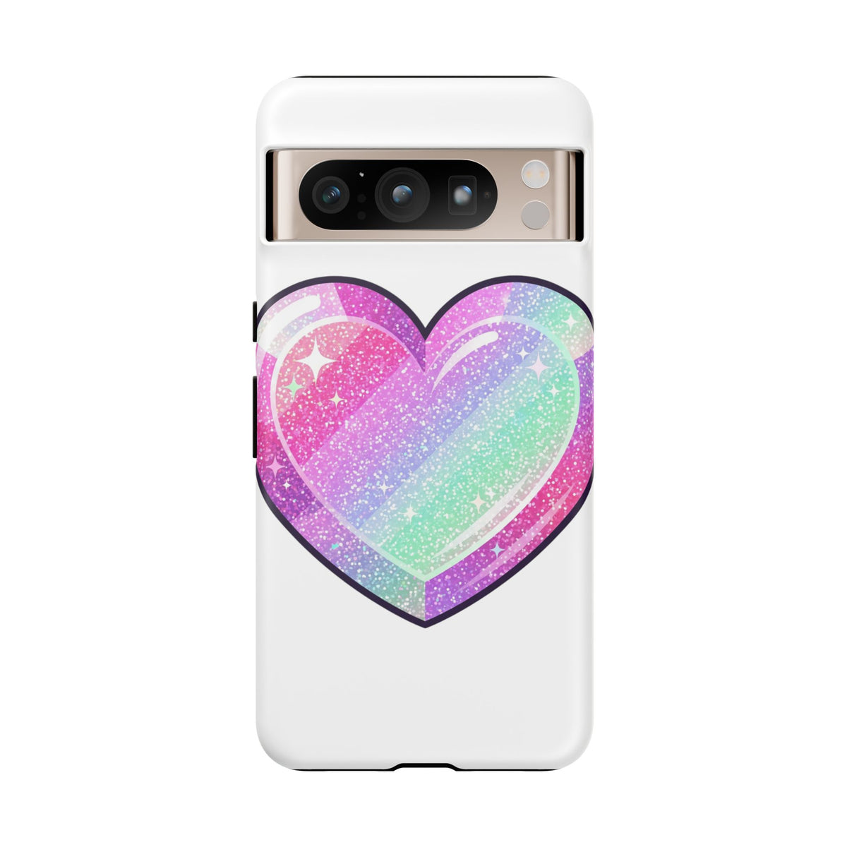 Pastel Glitter Heart Tough Phone Case — Cute Protective Phone Cover