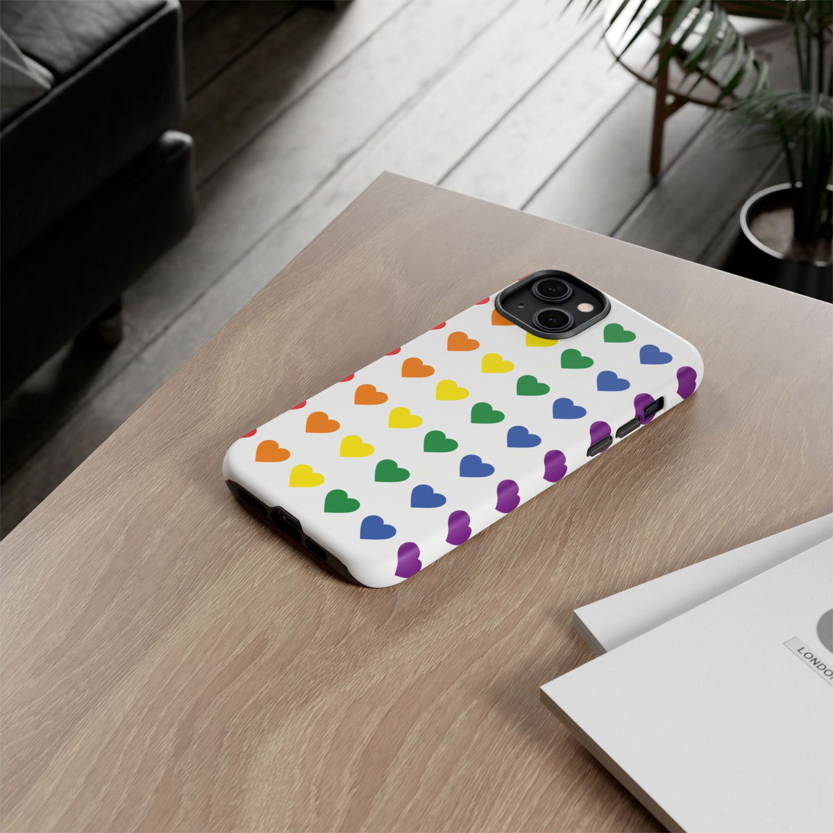 Rainbow Heart Tough Phone Case — Pride Pattern Protective Cover
