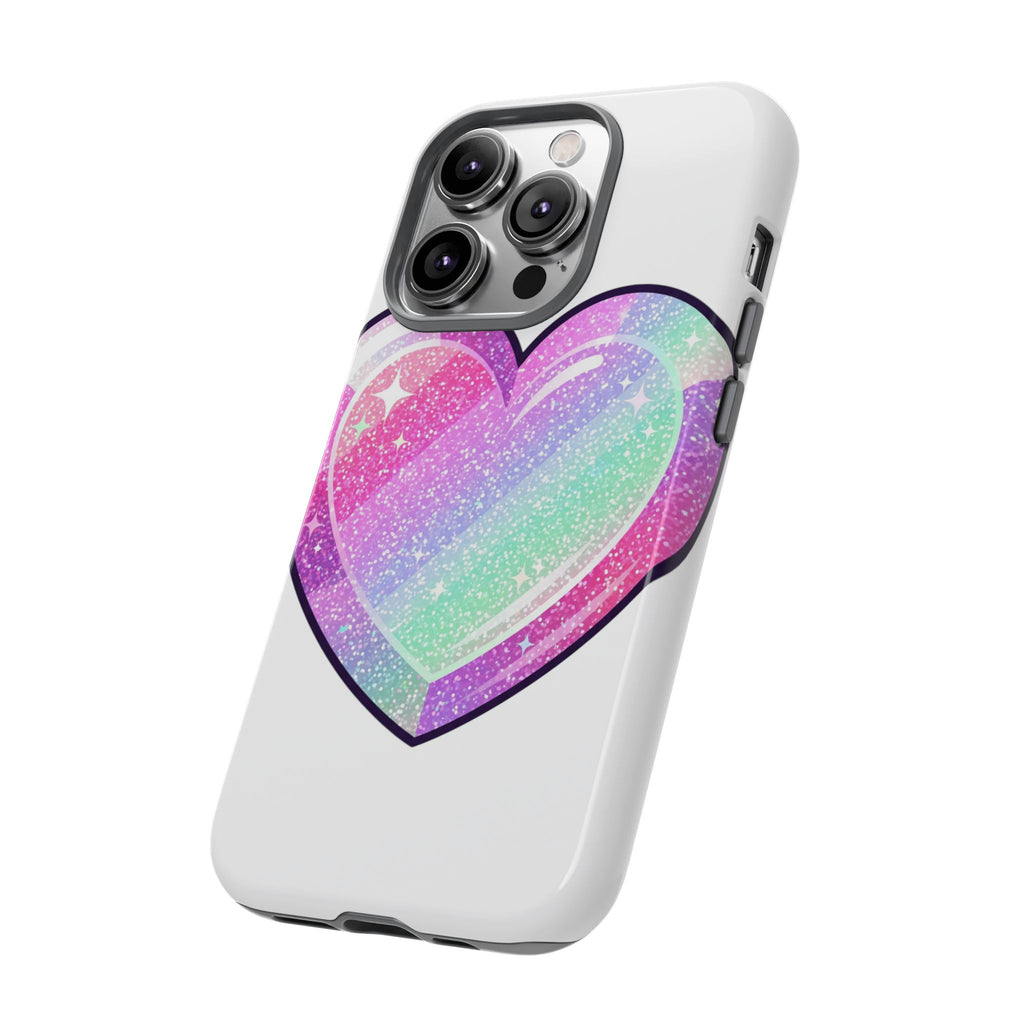 Pastel Glitter Heart Tough Phone Case — Cute Protective Phone Cover