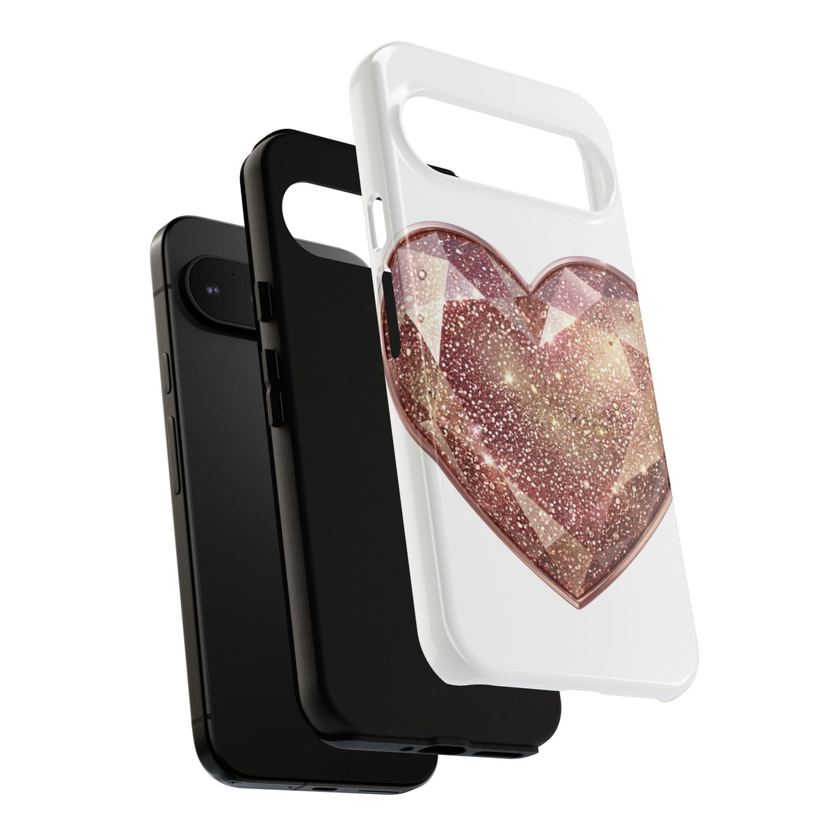 Rose Gold Glitter Crystal Heart Phone Case