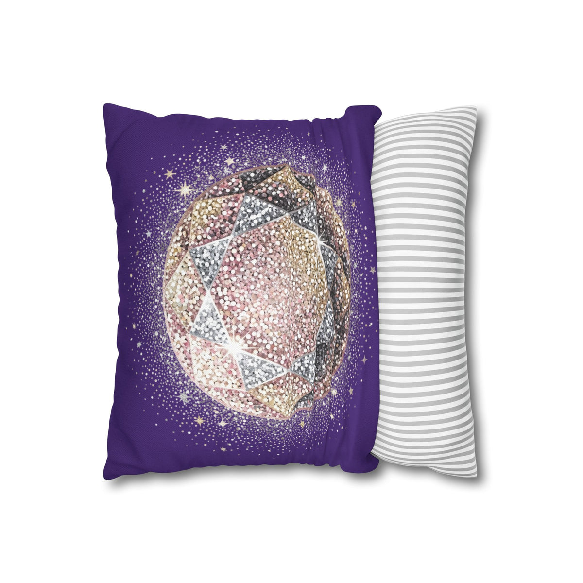 Glittery Dark Purple Spun Polyester Square Pillowcase