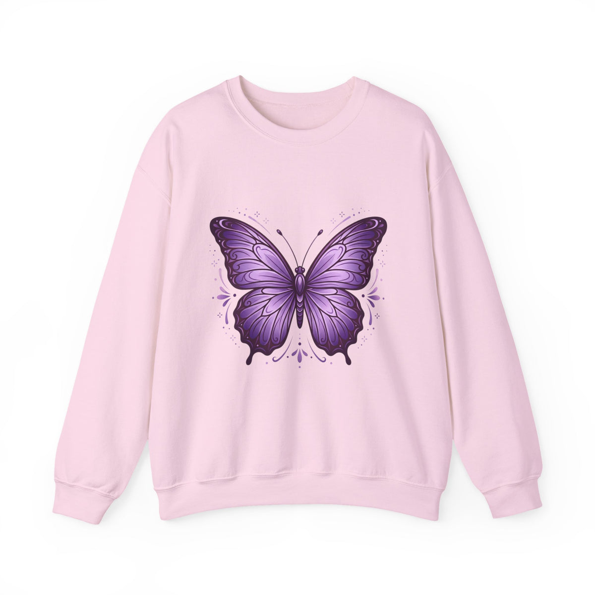 Purple Butterfly Crewneck Sweatshirt — Vibrant Graphic Butterfly Pullover