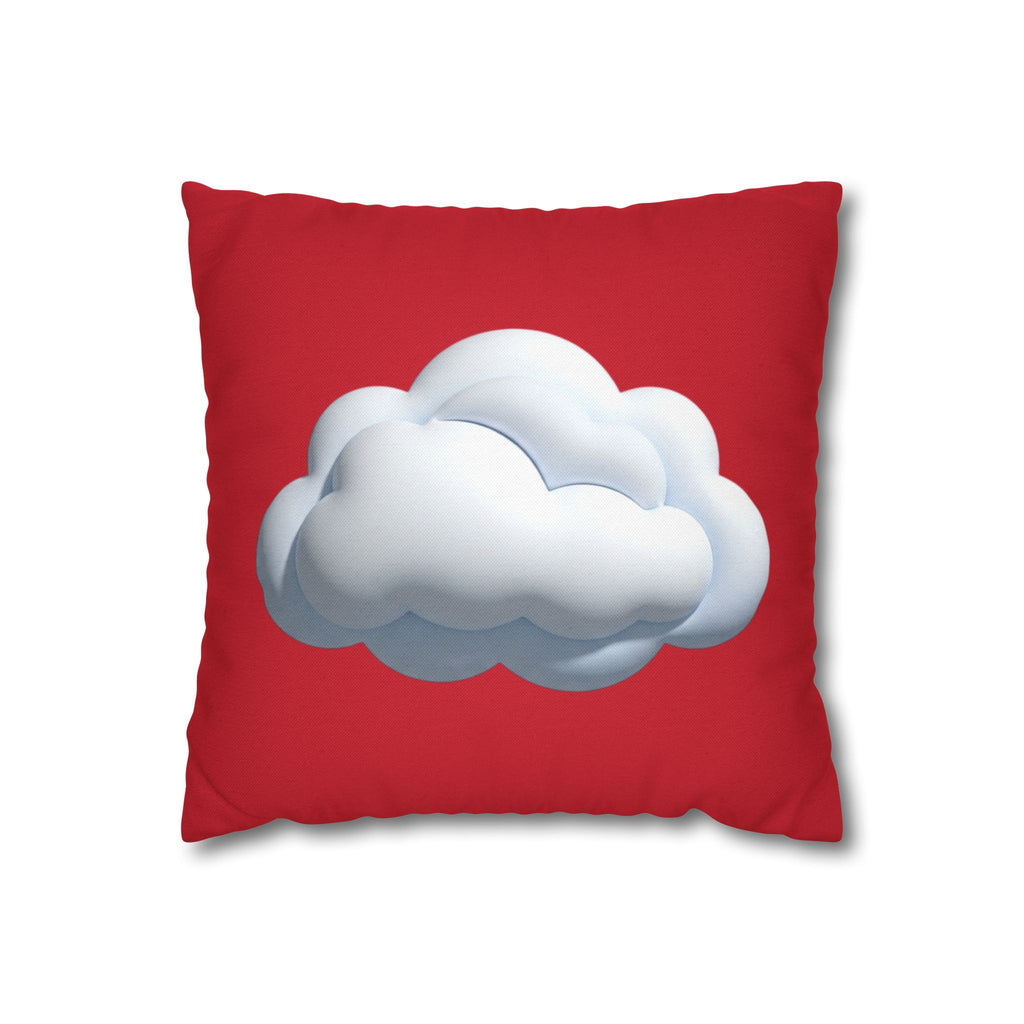 Cloud Graphic Dark Red Pillowcase — Cute White Cloud on Red Decorative Throw Pillow Cover