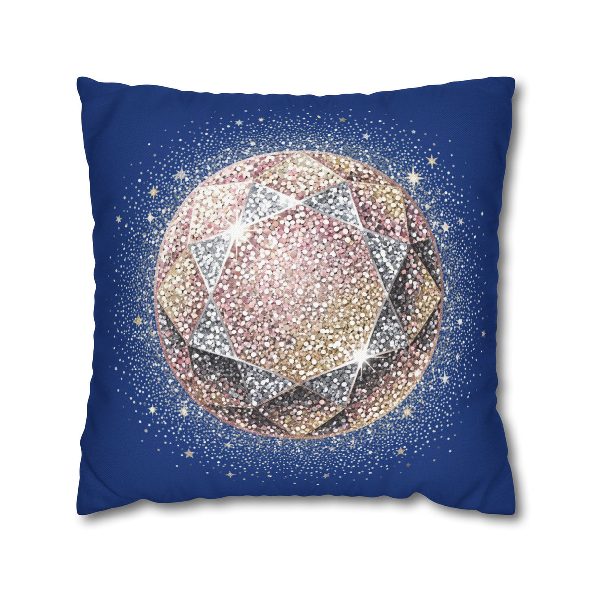 Glittery Navy Spun Polyester Square Pillowcase