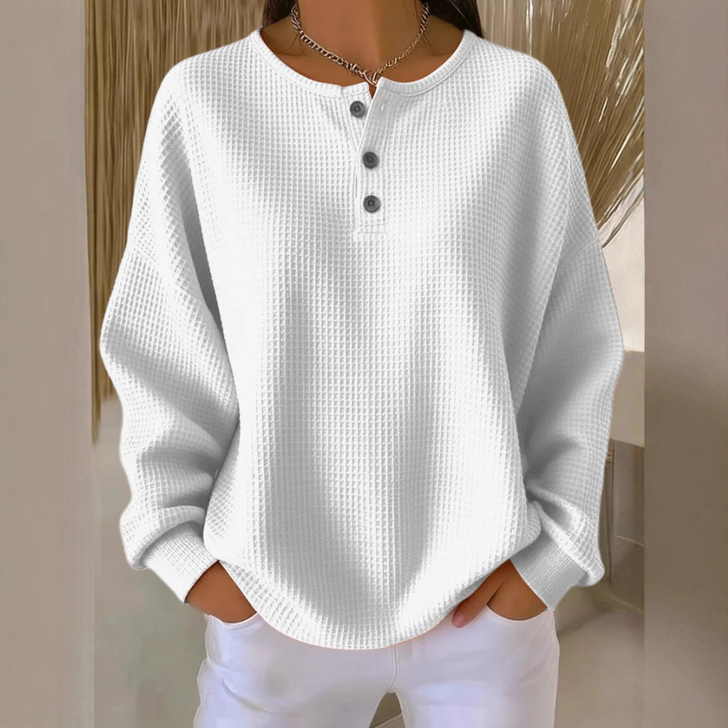 Round neck solid color pullover loose top long sleeve and short sleeve