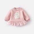 Embroidered Fleece-Lined Mid-Length Hoodie Set for Toddler Girls