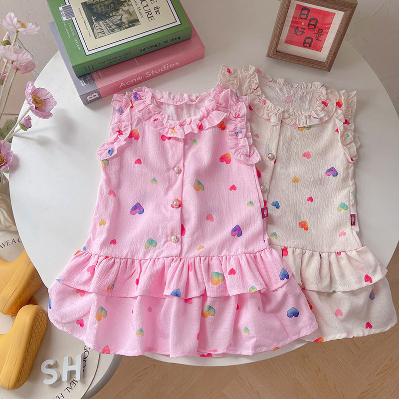 Girls' Dress Summer Dress Baby Girl Love Sleeveless Dress