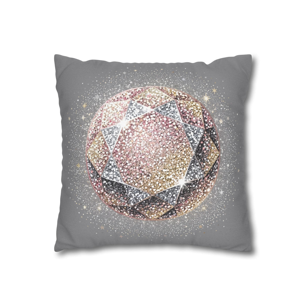 Glittery Grey Spun Polyester Square Pillowcase