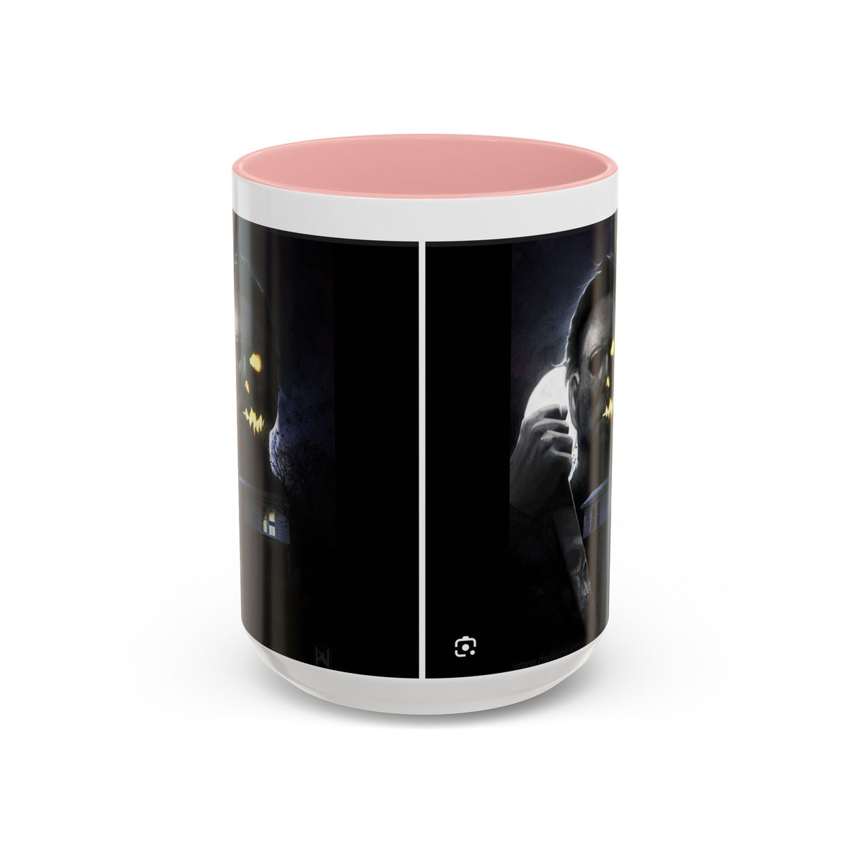 Halloween Michael Myers Accent Coffee Mug — Spooky Horror Movie Jack-O'-Lantern Face (11/15oz)