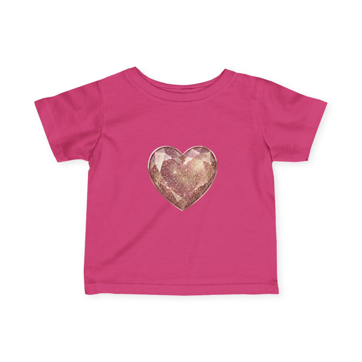 Infant Tee — Rose Gold Glitter Heart Baby T‑Shirt
