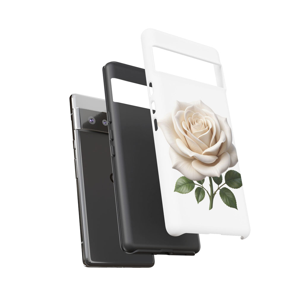 White Rose Tough Phone Case – Elegant Floral Protective Cover