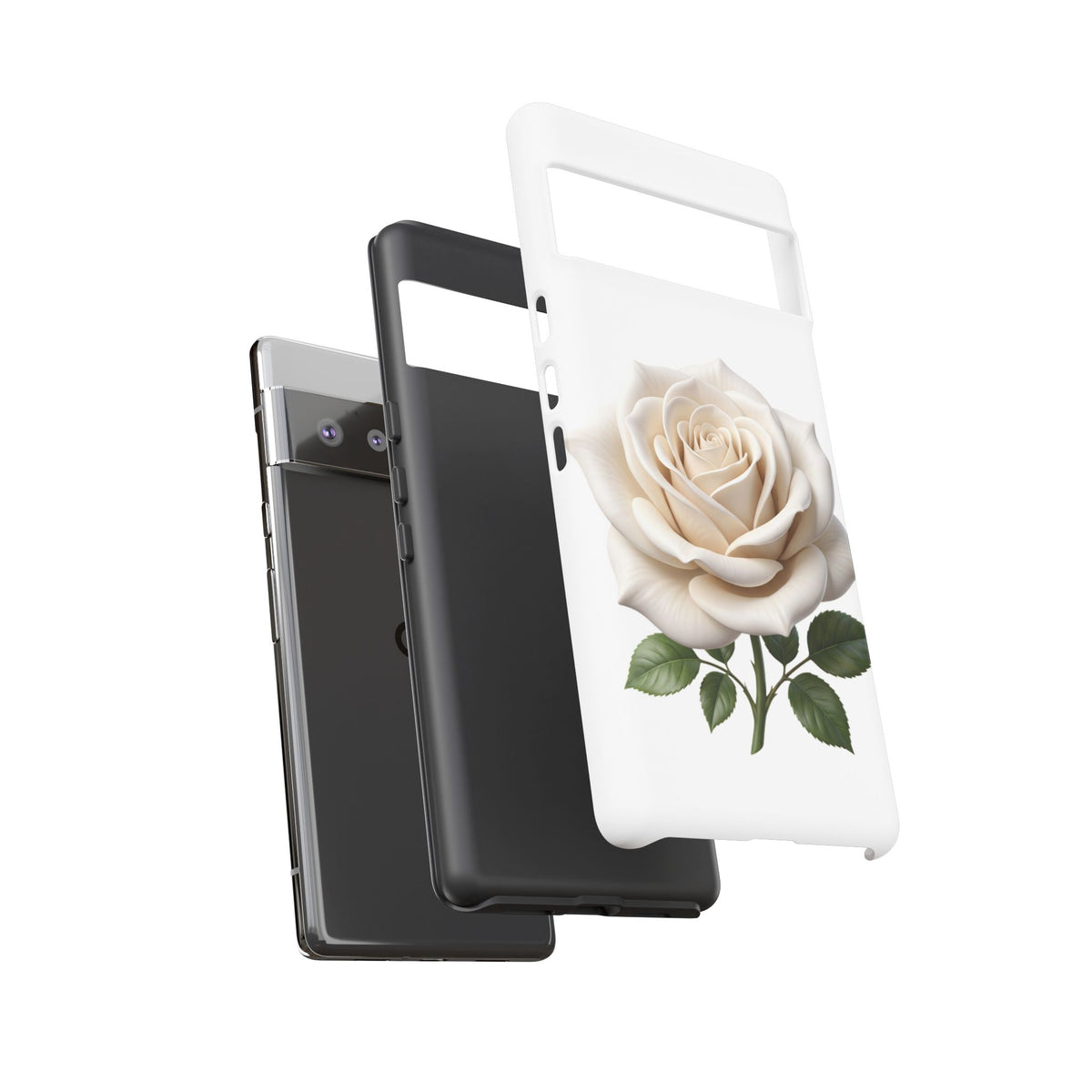 White Rose Tough Phone Case – Elegant Floral Protective Cover